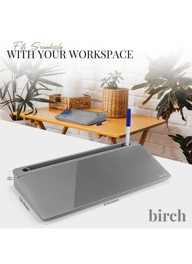 Birch - Desktop Whiteboard With Storage & Multiple Markers Surface Desktop Glass Dry Erase Board Desk Top White Board Dry Erase Notepad Desk White Board Tabletop Desk Whiteboard (Charcoal) - Image 1