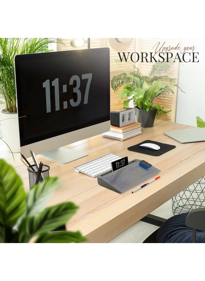 Birch - Desktop Whiteboard With Storage & Multiple Markers Surface Desktop Glass Dry Erase Board Desk Top White Board Dry Erase Notepad Desk White Board Tabletop Desk Whiteboard (Charcoal) - Image 1
