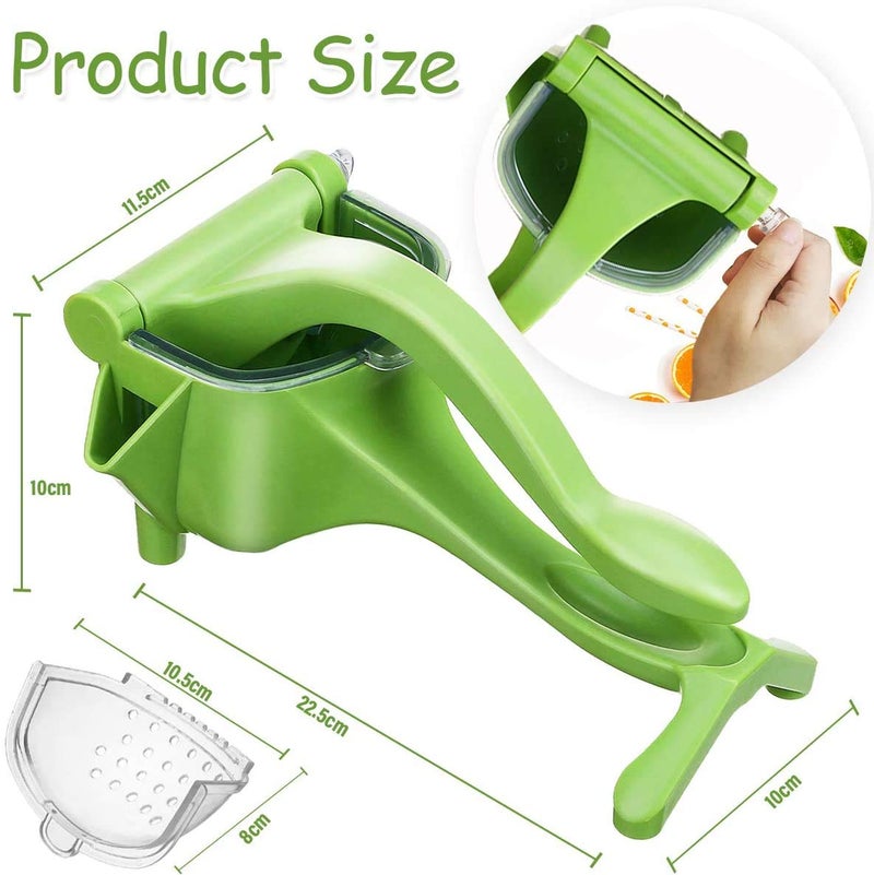 KolorFish Manual Plastic Fruit Juicer, Hand Press Lemon Squeezer Hand Juicer Citrus Press Juicer Fruit Extractor Tool for Orange, Limes, Lemon (Green) - Image 2