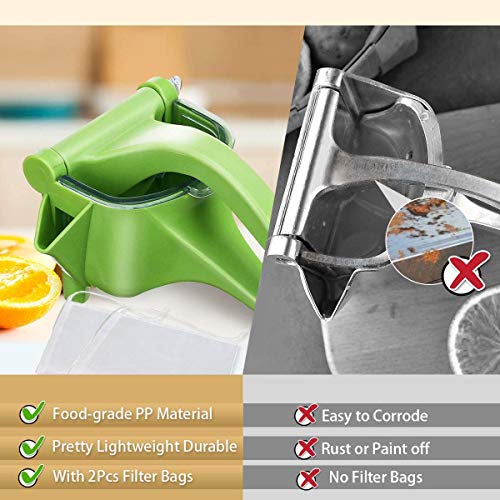KolorFish Manual Plastic Fruit Juicer, Hand Press Lemon Squeezer Hand Juicer Citrus Press Juicer Fruit Extractor Tool for Orange, Limes, Lemon (Green) - Image 3