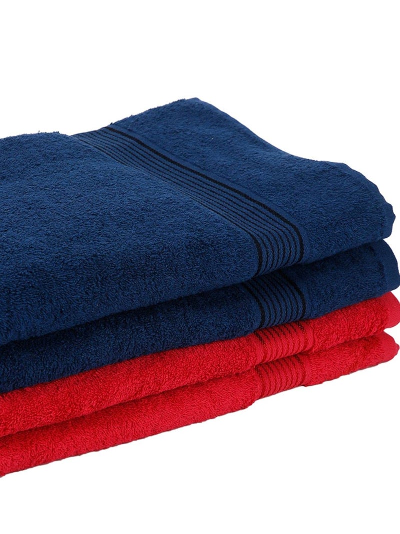 Kopa by Bianca 400 GSM 100% Cotton Soft Terry Towel l 4pc Bath Towel l Cotton Bath Towel l Bath Towel Cotton l D`Ross l Navy Blue-Red - Image 3