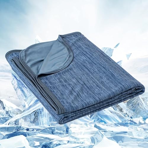 OIGAE Cooling Blanket for Hot Sleepers  Soft  Lightweight Summer Cold Blanket for Night Sweats  Perfect for Bed Couch Sofa Dark Blue Throw 50 x 70