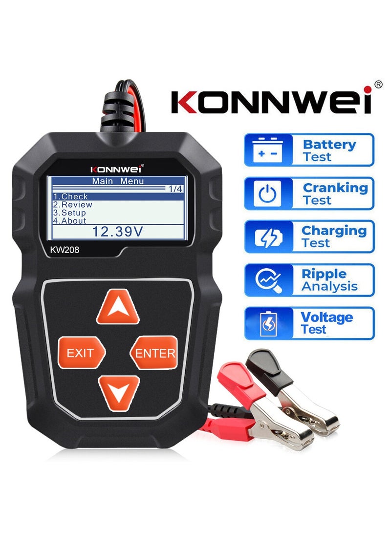 كونوي جهاز اختبار بطارية السيارة KW208 12 فولت، جهاز اختبار حمل البطارية، جهاز اختبار بدء تشغيل المولد 12 فولت للسيارات، جهاز تحليل بطارية السيارة الرقمي، جهاز اختبار نظام الشحن والتشغيل للسيارات والشاحنات والبحرية والدراجات النارية والقوارب - Image 1