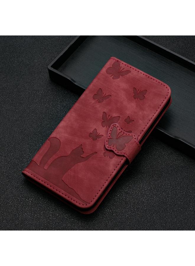 اس-توب جراب لهاتف Samsung Galaxy S24+ 5G جراب هاتف جلدي قلاب بنقشة قطة على شكل فراشة - Image 2