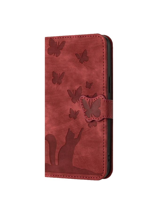 اس-توب جراب لهاتف Samsung Galaxy S24+ 5G جراب هاتف جلدي قلاب بنقشة قطة على شكل فراشة - Image 3