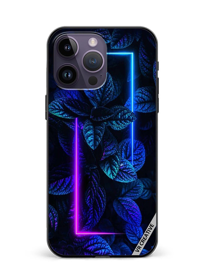 VR CREATIVE Protective Case Cover For Apple iPhone 16 Pro Blue Foliage Plants Neon Design Multicolour - Image 1