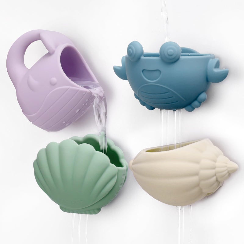 haakaa Tidal Tribe Silicone Baby Bath Toy Set Mold Free Food Grade Silicone Bathtub Pour and Toys for Toddler 13 BPAFree Bath Tub Toys for Babies Infant 612 Months - Image 3