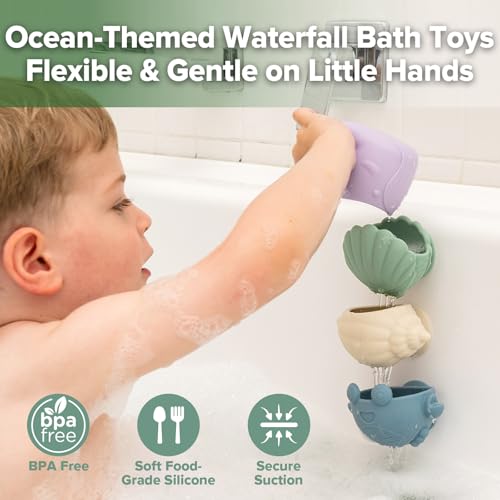 haakaa Tidal Tribe Silicone Baby Bath Toy Set Mold Free Food Grade Silicone Bathtub Pour and Toys for Toddler 13 BPAFree Bath Tub Toys for Babies Infant 612 Months - Image 5