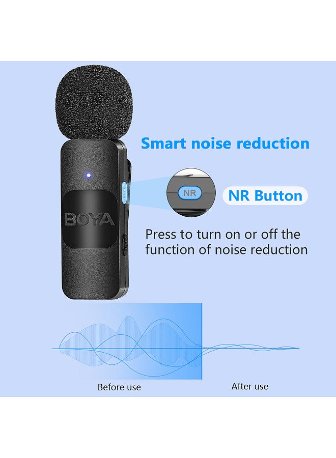 BOYA BY-V2 One-Trigger-Two 2.4G Wireless Microphone System Clip-on Phone Microphone Omnidirectional Mini Lapel Mic Auto Pairing Smart Noise Reduction 50M Transmission Range Replacement  - Image 2