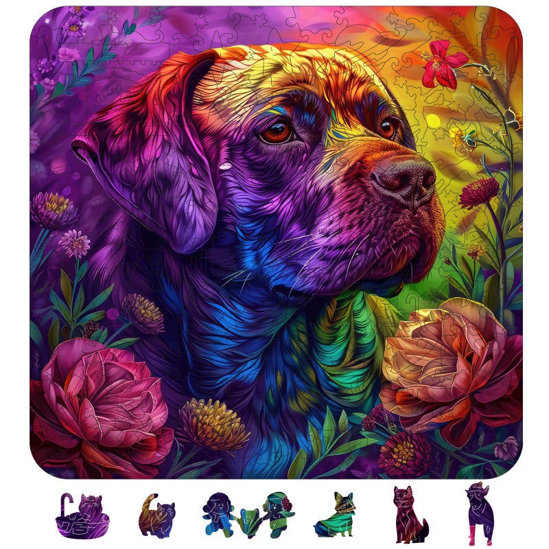Qiuenisray Wooden Puzzles for Adults Painted Labrador Jigsaw Puzzle 200 Pieces FSC Certified Unique Shape Animal Wood Adult Puzzles Best Gift for Family Game 112x112 in - Image 3