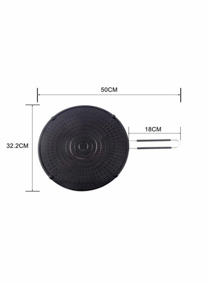 NIBEMINENT Silicone Stainless steel grease filter, Splatter Screen for Frying Pan, Multi-Use Shield, Cooling Mat, Drain Board and Strainer, Pan Cover, Black - Image 2