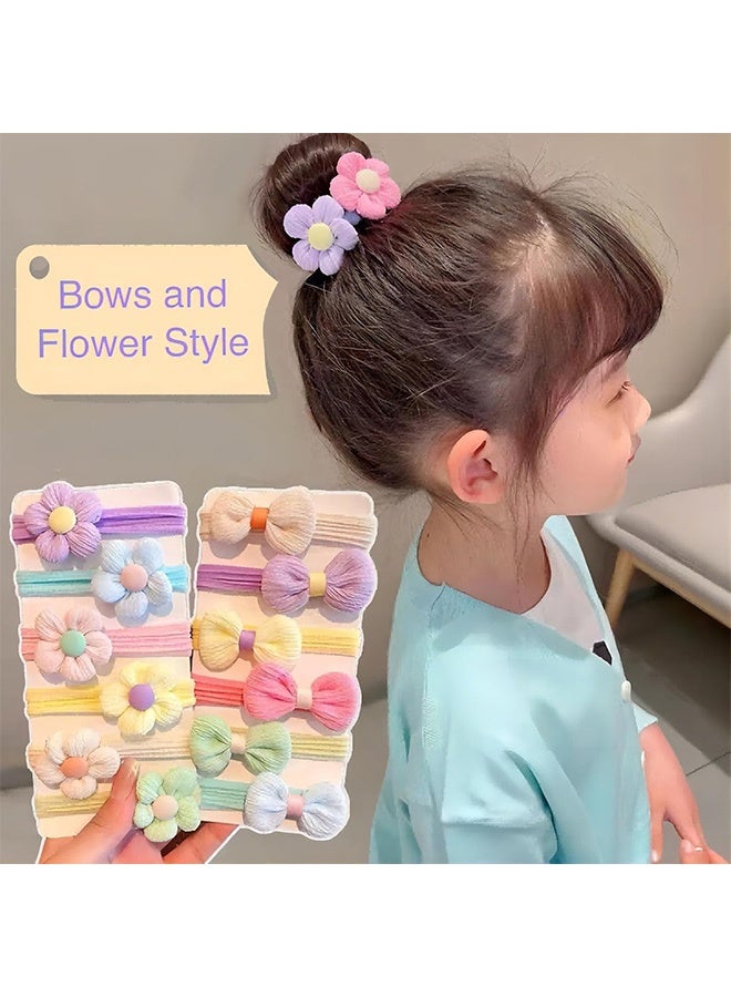 24 Pcs Multicolor Cotton Elastic Hair Ties for Girls with Bows and Flowers, Soft Seamless Elastic Hair Bands, Perfect for Little Girls, Toddlers, Babies and Kids - Image 5
