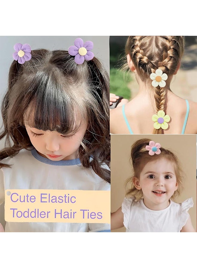 24 Pcs Multicolor Cotton Elastic Hair Ties for Girls with Bows and Flowers, Soft Seamless Elastic Hair Bands, Perfect for Little Girls, Toddlers, Babies and Kids - Image 3