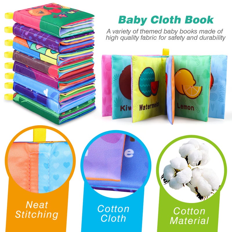 Toyk Baby Bath Books, Nontoxic Fabric Soft Baby Cloth Books, Early Education Toys, Waterproof Baby Books for Toddler, Infants Perfect Shower Toys, Kids Bath Toys Birthday Gift (Pack of 8) - Image 2