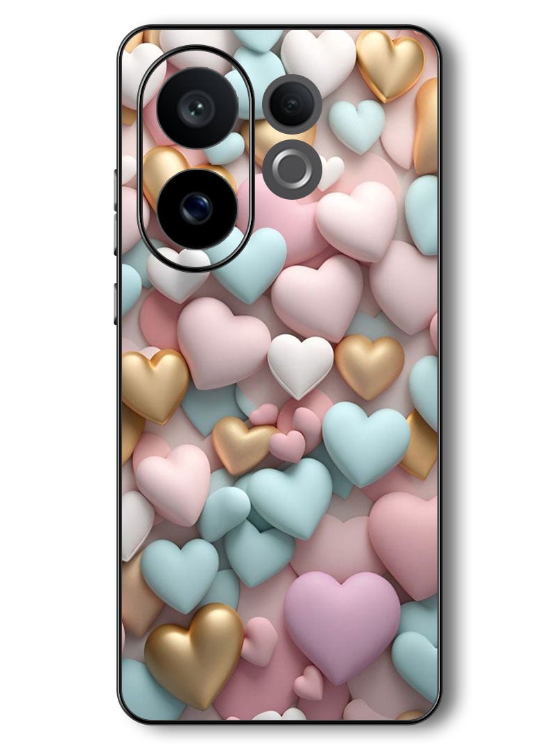 Theodor Case Compatible with Vivo V60 6.77 Inch Protection Shockproof Bumper Cover Colourful Hearts - Image 1