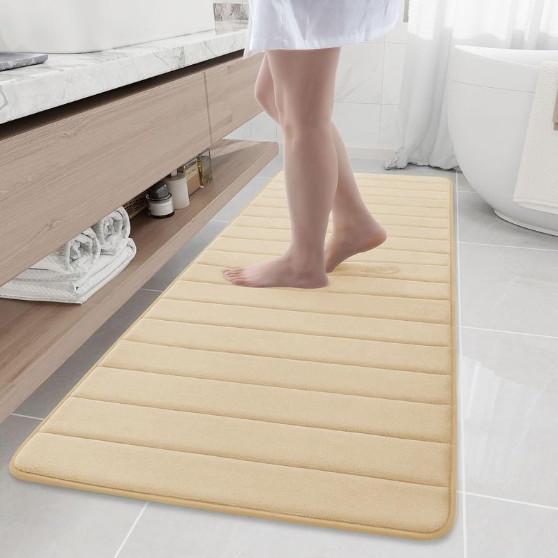Buganda Memory Foam Bath Mat, 70" x 24", Ultra Soft and Non-Slip Bathroom Rugs, Water Absorbent and Machine Washable Bath Rug Runner for Bathroom, Shower, and Tub, Gold - Image 1