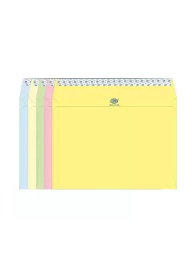 FIS Color Envelopes Peel & Seal, Pastel Colors, Pack of 50 Pcs. 5 Asst Color, C4 (229 x 324 mm)