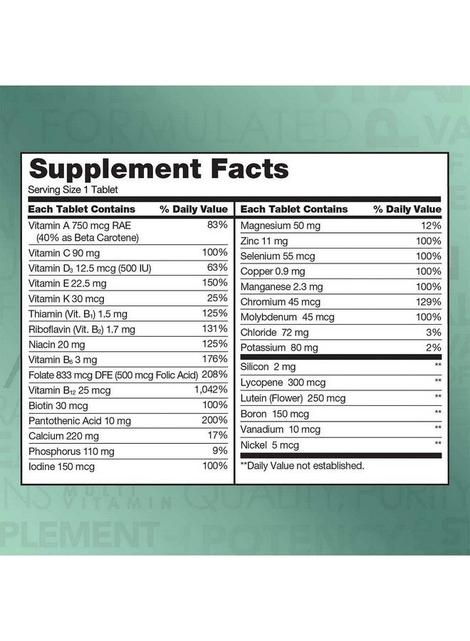 Kirkland Signature Adult 50+ Multi Vitamins & Minerals, 400 Tablets (2 Pack)