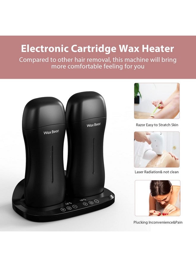 Wax Bear Roll On Warmer with Double Roller for Soft Wax Cartridges, Magnetic Heater Base for Hair Removal - Ideal for Home or Salon Use (Black) - Image 3