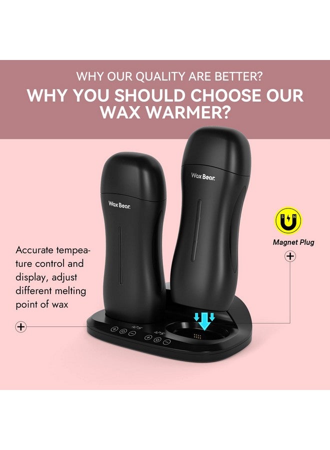 Wax Bear Roll On Warmer with Double Roller for Soft Wax Cartridges, Magnetic Heater Base for Hair Removal - Ideal for Home or Salon Use (Black) - Image 5