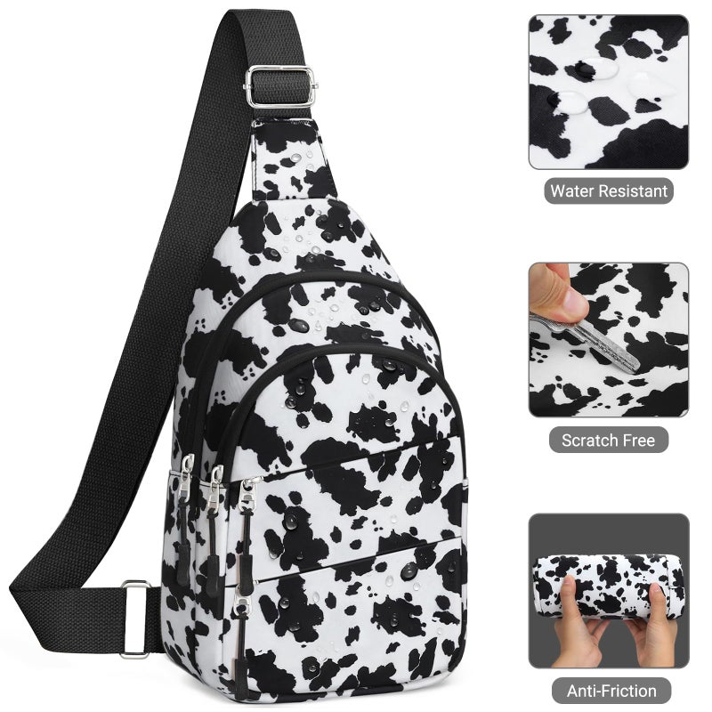 Tuwubi Crossbody Bags for Women, Sling Bag for Men, Small Hiking Backpack Anti Theft Lightweight for Outdoors Travel ï¼ˆM, Cow Printï¼‰ - Image 5