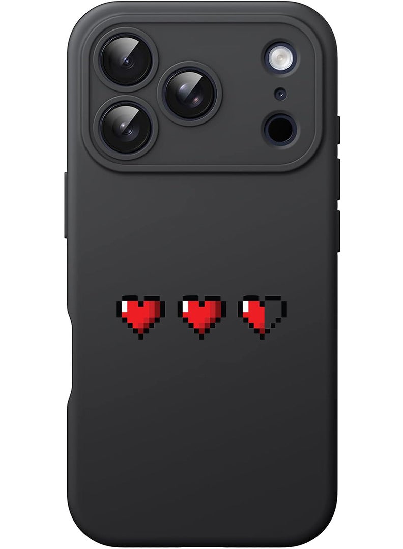 Theodor Protective Slim Fit Case Liquid Silicone Cover with Full Body Protection Anti-Scratch Shockproof Case For Apple iPhone 17 Pro (Black) 3 Hearts - Image 1