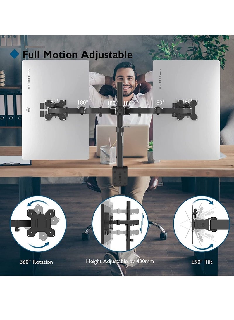 Vesa 1home Double Twin Arm Desk Mount Ergonomic TV LCD Monitor Computer Screen Bracket Dual Tilt Swivel Rotation (13in-27in) - Image 2