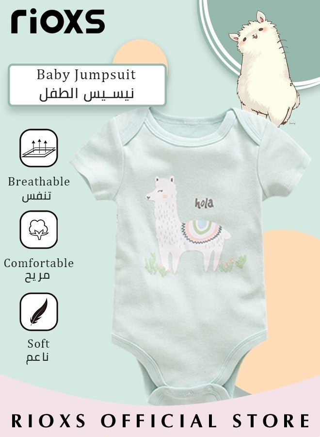 RIOXS Baby Boys Girls Onepiece Romper Sets 3pcs Summer Baby Bodysuit Half Sleeves Romper Sleep Suit Sets for Baby Made from Lightweight Breathable and Soft Cotton Fabric  - Image 4