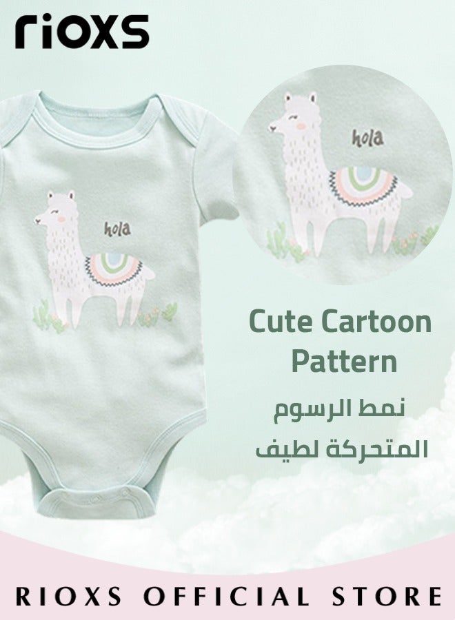 RIOXS Baby Boys Girls Onepiece Romper Sets 3pcs Summer Baby Bodysuit Half Sleeves Romper Sleep Suit Sets for Baby Made from Lightweight Breathable and Soft Cotton Fabric  - Image 3