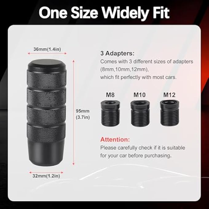 rayihni 378 Automatic Shift Knob Weighted Shift Knob with 3 Threaded Adapters M8 M10 M12 x 125 for Most Manual Automatic Vehicles - Image 3