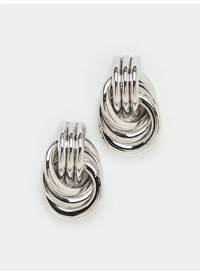 ستايلي Styli Oval Swirl Stud Earrings