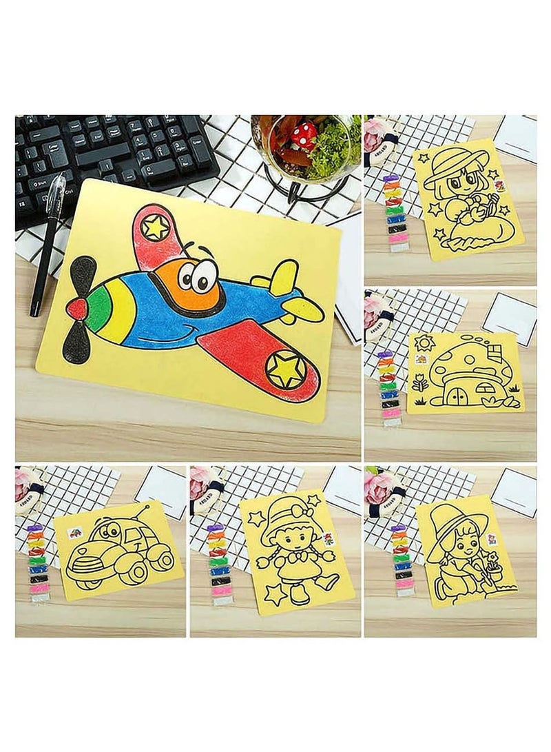 Party Time 6pcs DIY Coloring Sand Art painting Set Kids Arts & Crafts - Image 1