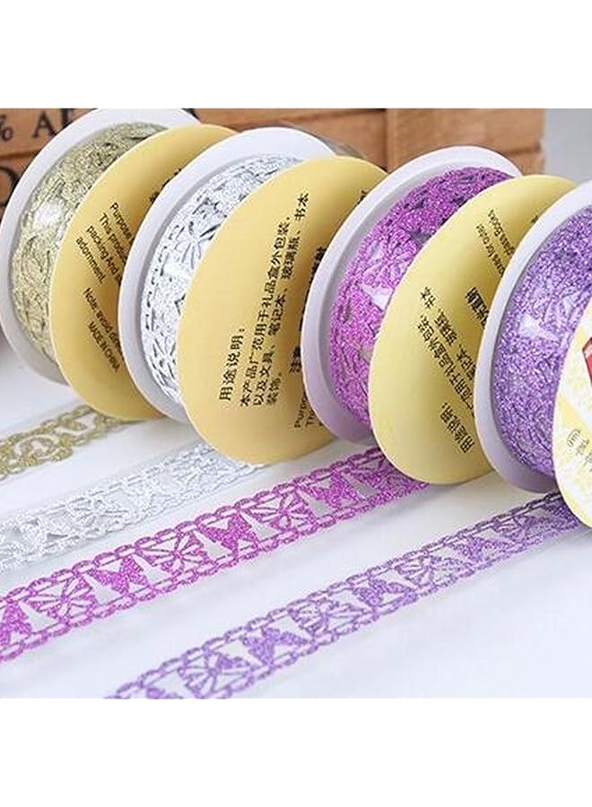 erorex 7 Roll Of Glitter Washi Tape Lace Flower Pattern Self Adhesive Tape Washi Tape Masking Diy Scrapbooking Lace Tape Sticker For Scrapbooking Card Making Crafts Frames Planner  - Image 3