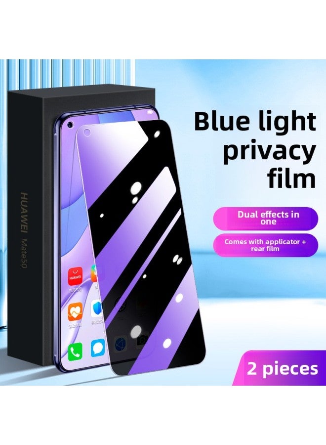 For Huawei Nova 7 Tempered Film Nove7se Anti-Peep Film Novo Full Screen Coverage Anti-Blue Light Note7 Mobile Phone N-Colour:[blue Light Privacy Film] [2 Pieces] Eye Protection And Privacy Protection Two-in-one◉Comes With Anti-scratch Back Film-Size:For Huawei Nova 7 Se 5g Active Edition  - Image 1