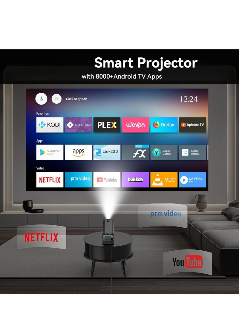 ELTRAZONE 4K Mini Projector with Android TV 11.0: Native 1080P, Auto Keystone, and 180-Degree Rotation  - Image 3
