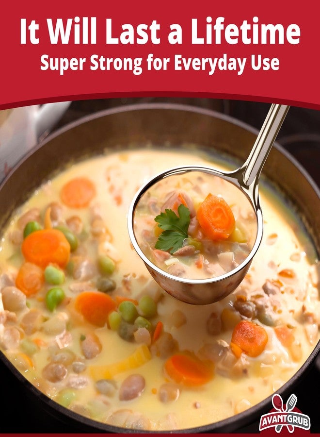Avant Grub Super Sturdy, Ergonomic 1 Oz. Soup Ladle 3 Pk. Stainless Steel Ladles with Long Handles. Best Kitchen Accessories for Stirring, Portioning and Serving Soups, Chili and Stew in Restaurants and at Home - Image 3