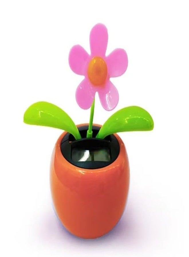 Sluswallow Orange Solar Dancing Flower Car Dashboard Decorations - Funny Solar Powered Dancing Flower Pot Car Ornaments Flower Swinging Toy for Car Decor, Funny Gifts, Solar Power Kits - Image 1