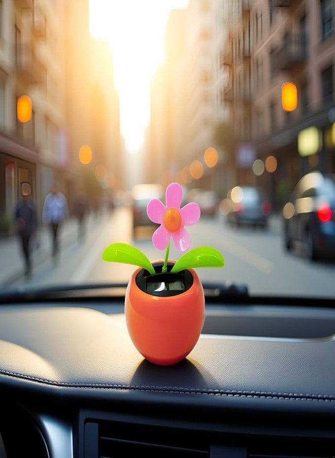 Sluswallow Orange Solar Dancing Flower Car Dashboard Decorations - Funny Solar Powered Dancing Flower Pot Car Ornaments Flower Swinging Toy for Car Decor, Funny Gifts, Solar Power Kits - Image 4
