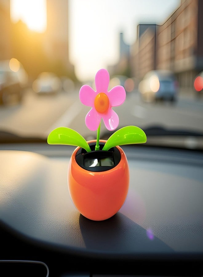 Sluswallow Orange Solar Dancing Flower Car Dashboard Decorations - Funny Solar Powered Dancing Flower Pot Car Ornaments Flower Swinging Toy for Car Decor, Funny Gifts, Solar Power Kits - Image 5