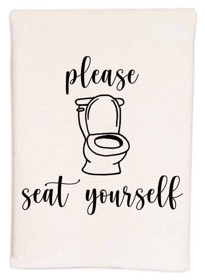 Moonlight Makers Soft Cotton Waffle Design Hand Towel, Bathroom/Kitchen Farmhouse Decor, Cute Gift, BOHO, Stocking Stuffer (Please Seat Yourself) - Image 1