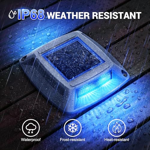 Etetale Solar Dock Lights Outdoor 16 Pack IP68 Waterproof Solar Powered Driveway Lights Driveway Marker Deck Lights for Steps Pathway Walkway Sidewalk Pool Garage Stair Marine Blue - Image 3