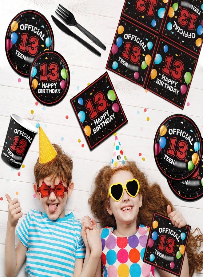 Dydamud 13th Birthday Decorations for Boys Red Black 13th Birthday Party Plates Napkins Banner Tablecloth for Official 13 Teenager 13 Year Old Boy Birthday - Image 3