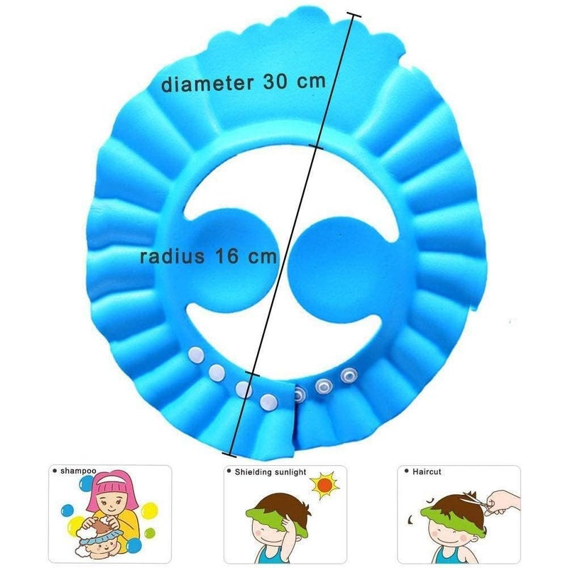 DAVALBA Baby Shower Cap, Shower Cap for Kids 0-9 Years, Adjustable Silicone Crown with Eye & Ear Protection, Waterproof Bathing Hat for Washing Hair (Pack of 1) - Image 2