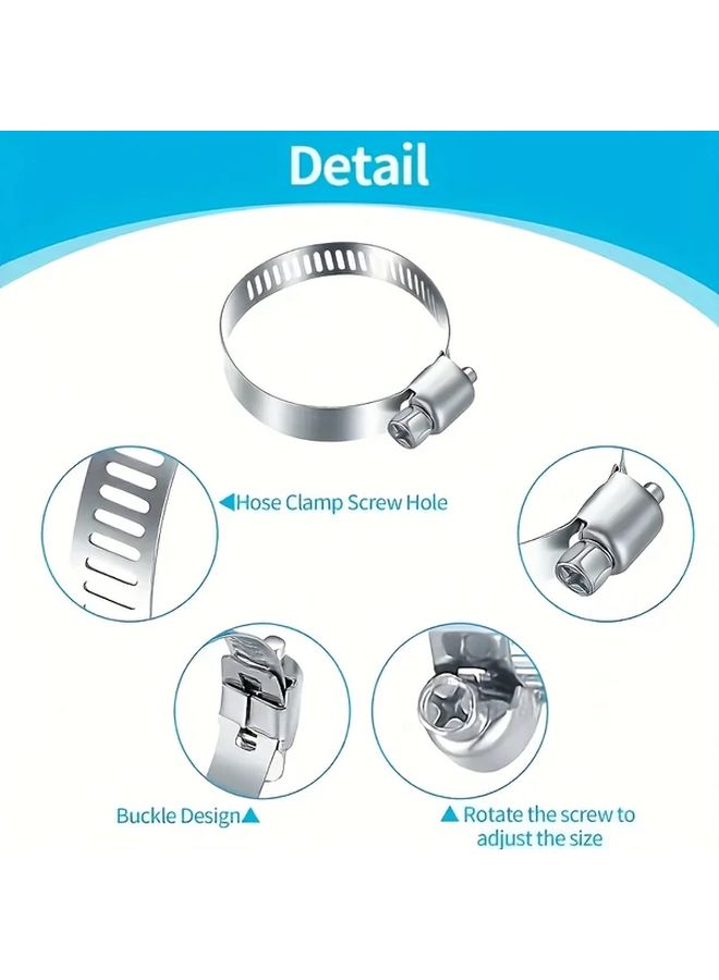 30 Pcs 6 Specification Stainless Steel Adjustable Hose Clamp Set 1/4 To 1 1/8 Inch - Image 4