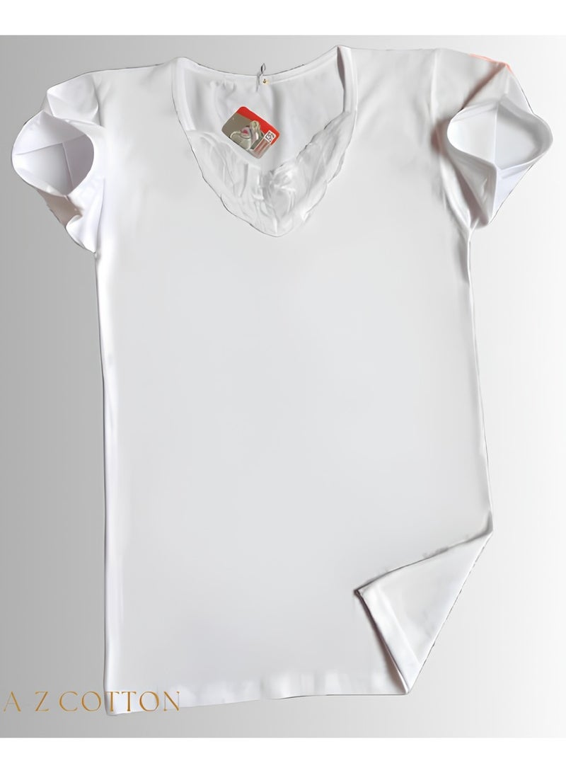 أ-ذ قطن بلوزة نسائية قطن نص كم (بكج من قطعتين ) - Image 1