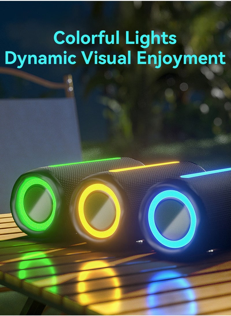LEOKOR Wireless Bluetooth Speaker,IPX5 Waterproof,Portable Compact Speaker,Subwoofer with RGB Ambient Light,TWS Stereo Sound,Suitable for Outdoor,Camping,Swimming Pool  - Image 2