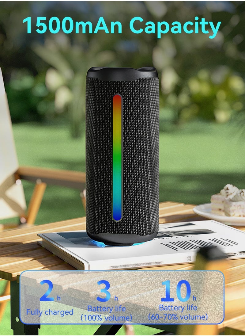 LEOKOR Wireless Bluetooth Speaker,IPX5 Waterproof,Portable Compact Speaker,Subwoofer with RGB Ambient Light,TWS Stereo Sound,Suitable for Outdoor,Camping,Swimming Pool  - Image 3