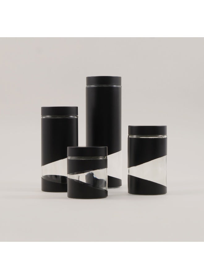 ALBERTO مجموعة 4 قطع من حاويات الزجاج، سوداء - Image 1
