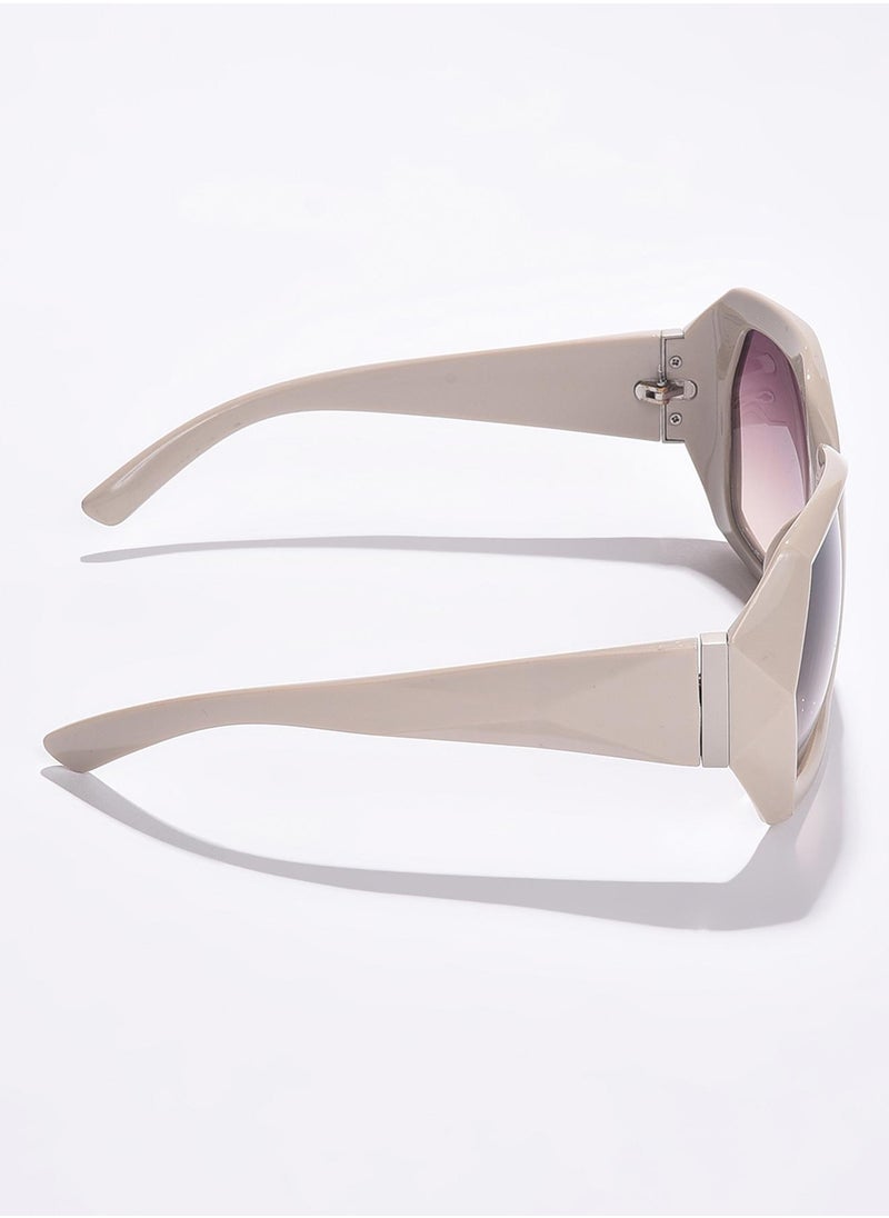 Haute Sauce Purple Lens White Oversized Sunglasses  - Image 5