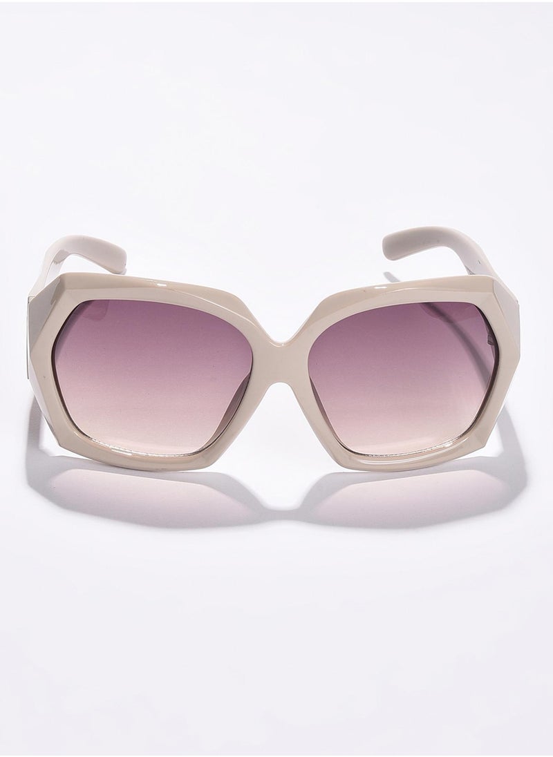 Haute Sauce Purple Lens White Oversized Sunglasses  - Image 3